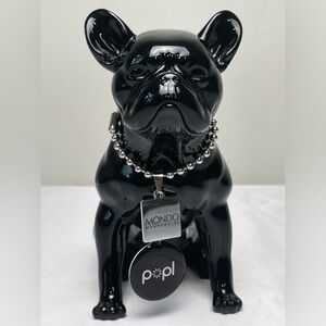 Mondo Mannequins Black Bulldog with chain tag Small Plastic Figure